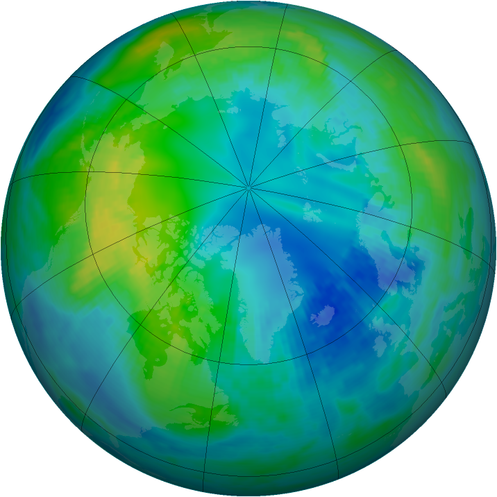 Arctic ozone map for 28 October 1985